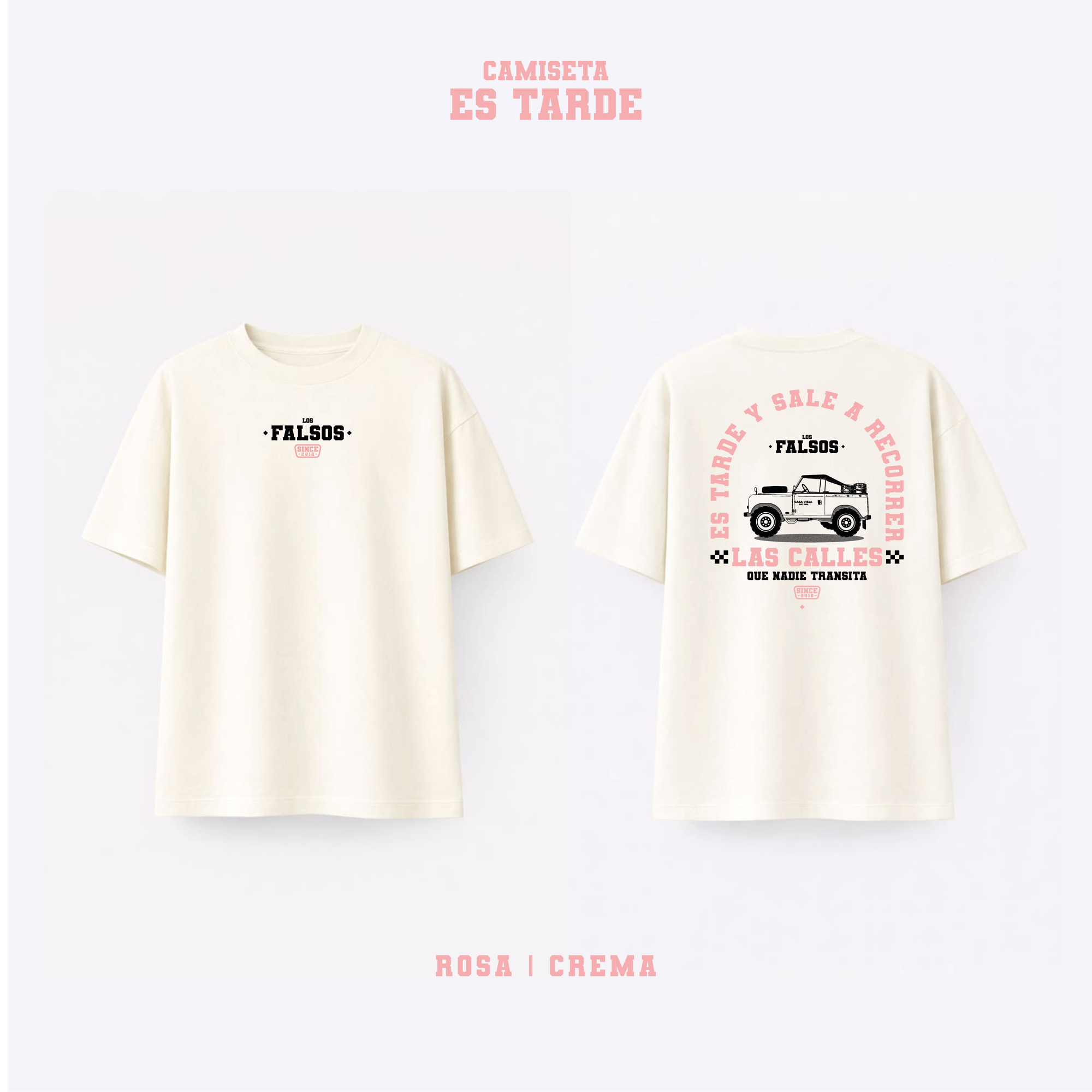 Camiseta Es Tarde - Rosa Crema