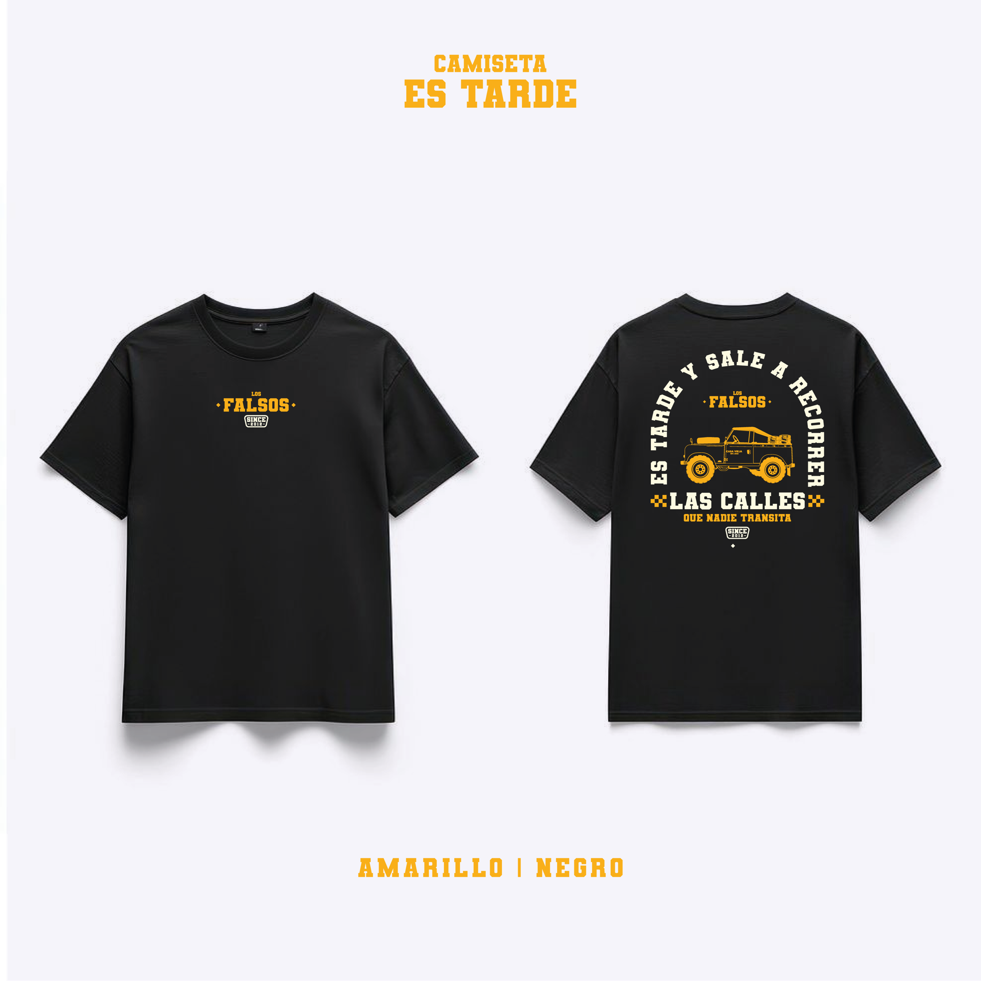 Camiseta Es Tarde - Amarillo Negro